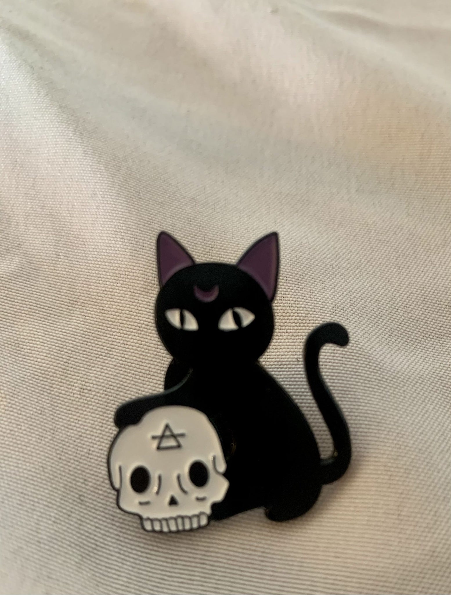 Black Cat Skull Pin